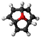 Ball-and-stick model of the oxatriquinacene cation