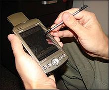 Today, handheld computers with GPS and geographic information systems software are often used in geological field work (digital geological mapping). PDA Mapping.jpg
