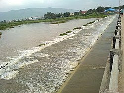 View of Palar river as seen from the Great Bridge of Vaniyambadi