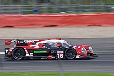 Gachet's Ligier JS P3 at Silverstone in 2017. Panis Barthez Competition's Ligier JSP3 Nissan Driven by Eric Debard, Simon Gacet and Theo Bean.jpg