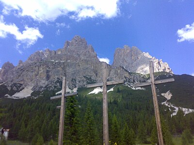 pohled na Monte Cristallo od tří křížů