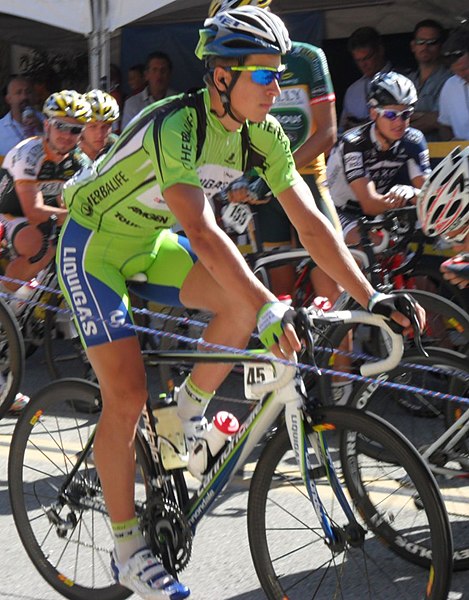 Sagan at the 2010 Tour of California, where he finished eighth overall as well as winning the sprints and young rider classifications.