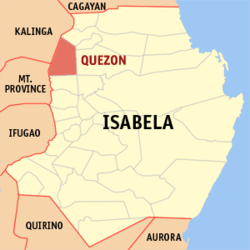 Bản đồ Isabela với vị trí của Quezon.