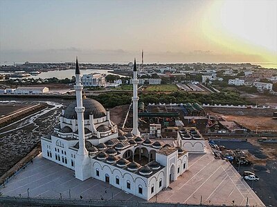 Pemandangan udara Masjid Abdülhamid II di Kota Jibuti, ibu kota Jibuti. Gambar diambil pada 1 Februari 2023.