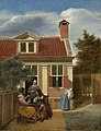 『家の裏庭にいる三人の女と一人の男』(1663年-1665年頃) ピーテル・デ・ホーホ
