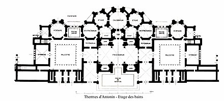 A reconstruction of the baths' floor plan Plan thermes d-antonin.jpg