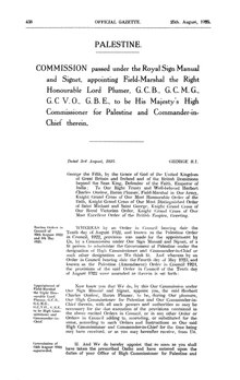 Appointment of Lord Plumer as High Commissioner for Palestine, 1925 PlumerCommission1925.pdf