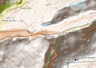 Carte topographique de la pointe Rousse.