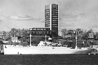 SS <i>Stevens</i> ship used as a floating dormitory