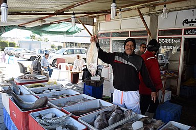 سوق السمك المركزي في جزيرة تاروت، فبراير 2017م.