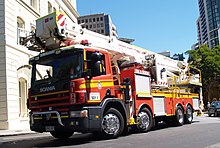 Aerial ladder truck Queensland Fire Service - Scania Aerial Platform Ladder (cropped).jpg