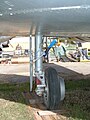 The landing gear of a North American RF-86F Sabre on display at the Pacific Coast Air Museum in Santa Rosa, California.