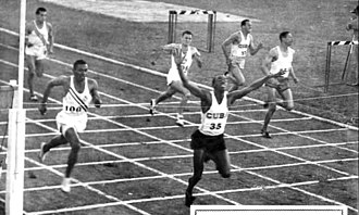 Cuban Rafael Fortun won the 200 m Rafael fortun gana 200mts.jpg