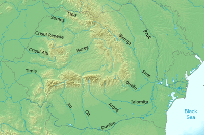 Major rivers of Romania Rivers Romania.png