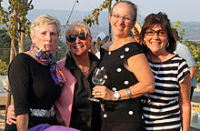 Women Rotarians in 1950s costume at the Rotary Club of Sonoma Valley's annual fundraiser in 2015 Rotary Club of Sonoma Valley - Applause 2015 - Stierch.jpg