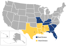 Lokalizacje Konferencji Południowo-Wschodniej (SEC)