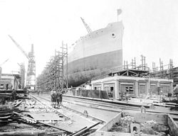 S.S. Hoxbar ready for launching at Sparrows Point, Maryland, February 15, 1919 SSHoxbar1919.jpg