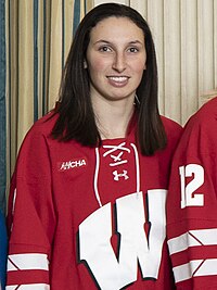 Cogan during a celebration of the Wisconsin Badgers' 2019 National Championship victory hosted at the White House by President Trump in November 2019. Samantha Cogan 2019.jpg