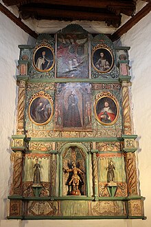 The reredos, dated 1798 San Miguel Mission Santa Fe Altar.JPG