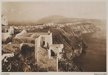 Santorin – Phira et le monastère du Mont Saint-Élie, 1919.