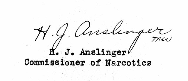 signature de Harry J. Anslinger