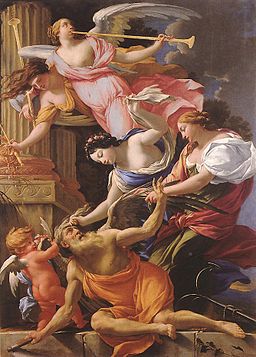 Simon Vouet - Saturn, Conquered by Amor, Venus and Hope - WGA25377