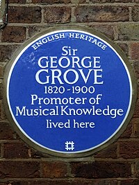 Sir George Grove English Heritage Blue Plaque at Westwood Hill