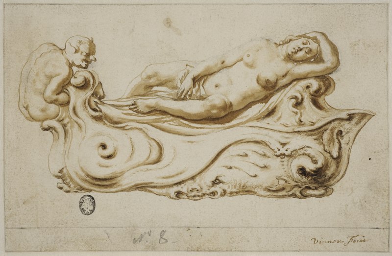 File:Skiss till en skål med en nymf och en satyr (Adam van Vianen) - Nationalmuseum - 40927.tif