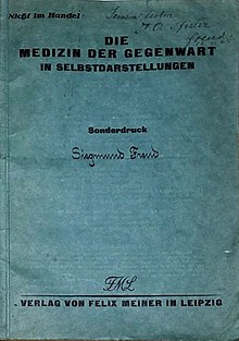 Offprint of Selbstdarstellungen by Sigmund Freud from L.R. Grotes' Die Medizin der Gegenwart in Selbstdarstellungen, IV, 1925. Sonderdruck offprint by Sigmund Freud.jpg