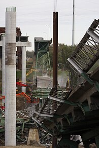 The original bridge's demolition in progress South Omaha Bridge.jpg