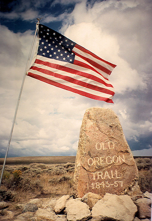 Ezra Meeker erected this boulder near Pacific Springs in 1906 to mark the trail.