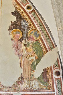 St. Andreas in Antlas Ritten Fresco Hl. Margaret und Nikolaus.JPG