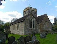 At St Nicholas' Church, Charlwood, the right-hand section is Norman while the south aisle to the left dates from the 13th century. St Nicholas' Church, Charlwood (View of SE Side).JPG