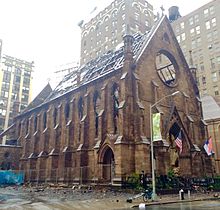 The fire-damaged St Sava's Cathedral, New York City, on May 3, 2016. St Sava May 3 2016.jpg