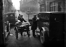 Echo newspapers being loaded into vans at the Bridge Street printing works Sunderland Echo delivery van.jpg