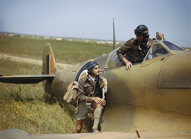 Supermarine Spitfire pilots of 40 Squadron, South African Air Force, at Gabes in Tunisia, April 1943