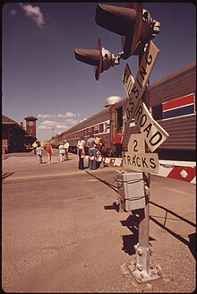1974 Amtrak train in Fargo THE EMPIRE BUILDER PASSENGER TRAIN STOPPED AT FARGO, NORTH DAKOTA, ENROUTE FROM CHICAGO TO EAST GLACIER PARK... - NARA - 556090.jpg
