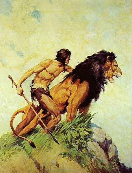 Illustration by James Allen St. John for Tarzan and the Golden Lion