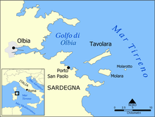 Plan des îles Tavolara dont Molara