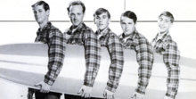 The Beach Boys appearing in a 1963 Billboard advertisement The Beach Boys 1963 Billboard 2.png