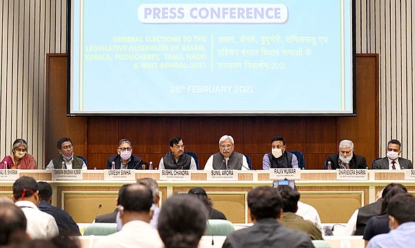The Chief Election Commissioner, Sunil Arora holding a press conference to announce the schedule for Legislative Assembly election of Assam along with