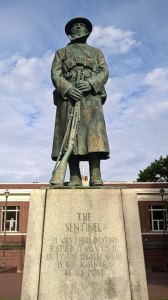 File:The Sentinel statue with Carnegie library in Centralia, WA.jpg