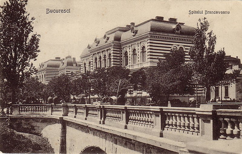 File:The facade of the new part of the Brâncovenesc Hospital, Bucharest, built between 1880 and 1890, by Karl Benisch.jpg