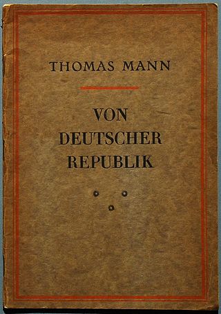 <span class="mw-page-title-main">On the German Republic</span> 1922 work by Thomas Mann