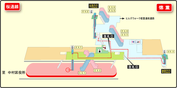 Tokushige station map Nagoya subway's Sakura-dori line 2014.png