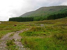 Druim Gleann Laoigh, likely site of clan's first battle - fought over rival land claims Track beyond Achnanellan.jpg