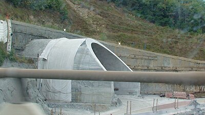 Revêtement en béton du tunnel de Manganaccia.