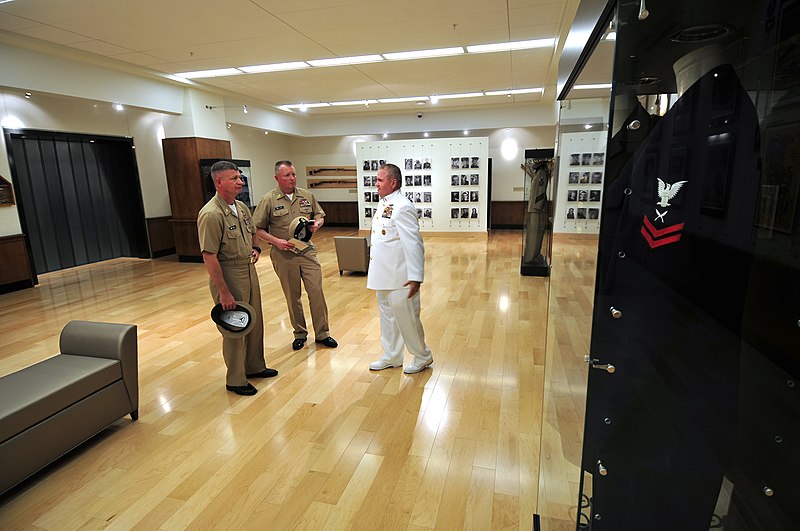 File:US Navy 101109-N-7367K-008 Master Chief Jimmy Fairbanks, right, the ombudsman for the Armed Forces Retirement Home, gives a tour of the center to M.jpg