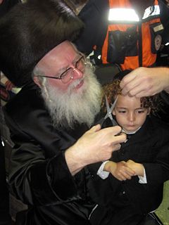 Upsherin haircutting ceremony observed by a wide cross-section of Jews