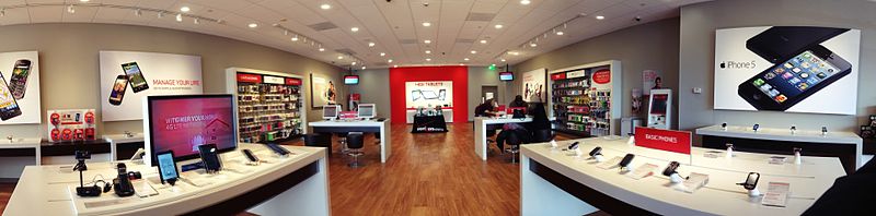 A panoramic view within a Verizon Wireless Store, Norwalk, CT, United States